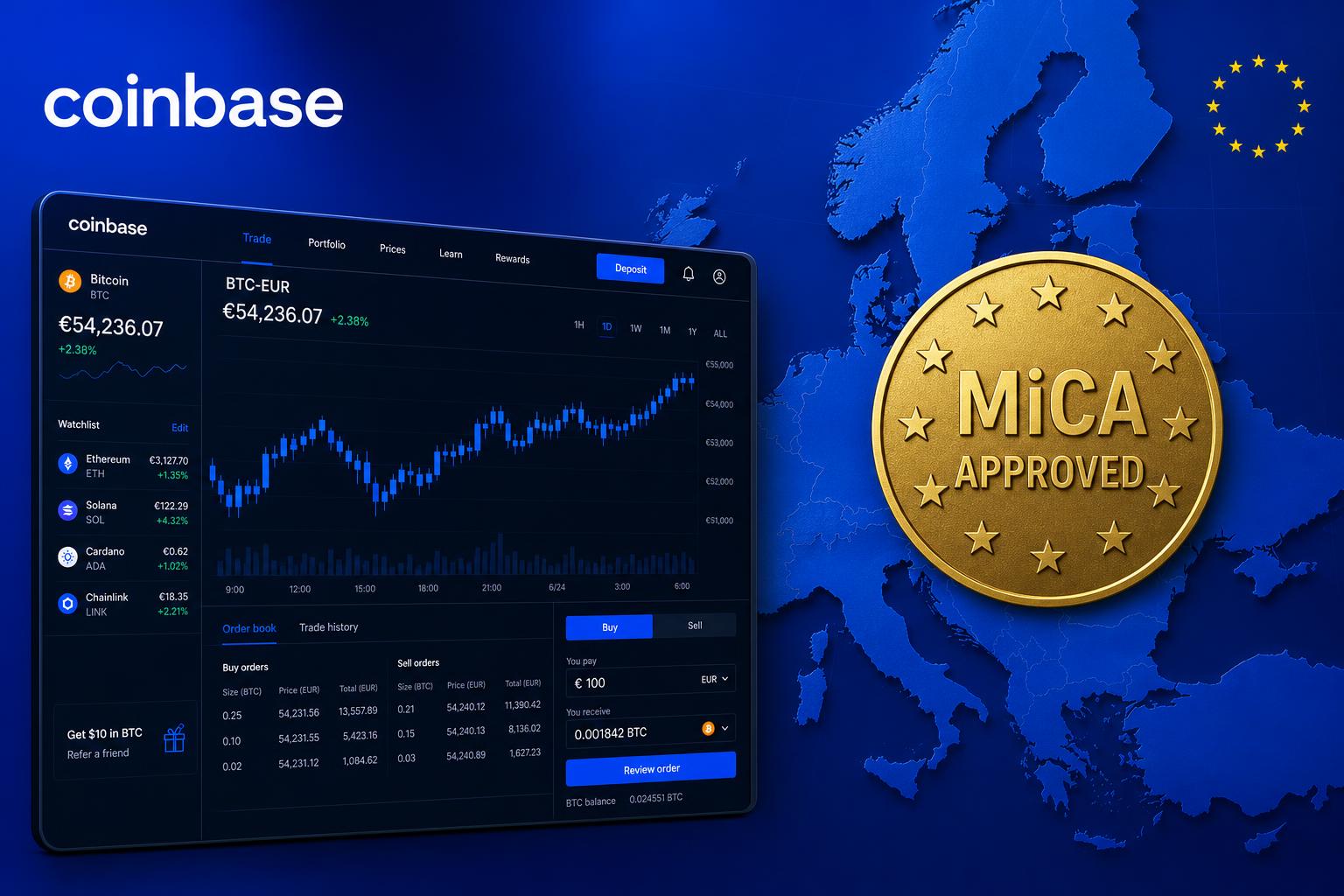 Coinbase Europe – licencja MiCA wydana przez luksemburski CSSF